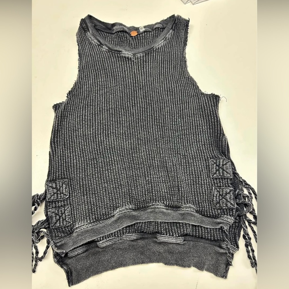 Free People Gray Sleeveless Knit Top